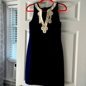 Vince Camuto blue and gold dress
